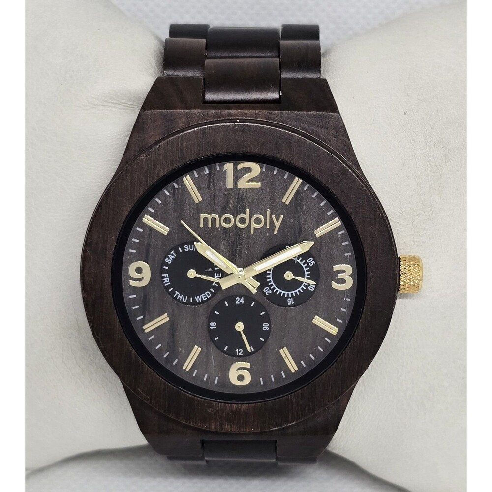 Men's Modply Wooden Classic Round Watch 13 - Picture 5 of 9